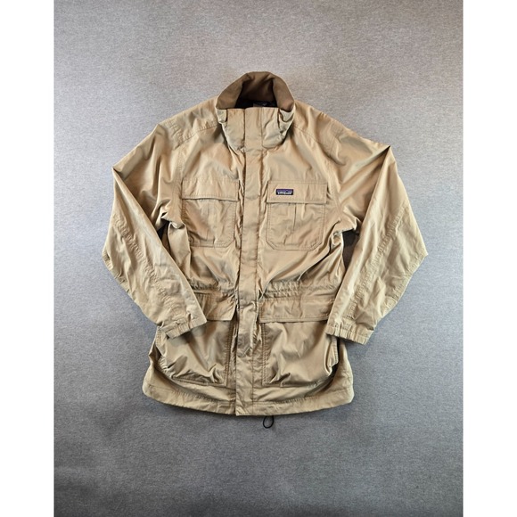 Patagonia Jacket Mens Medium Beige Sidewall Isthmus Parka Coat Hiking Gorpcore - Picture 1 of 16